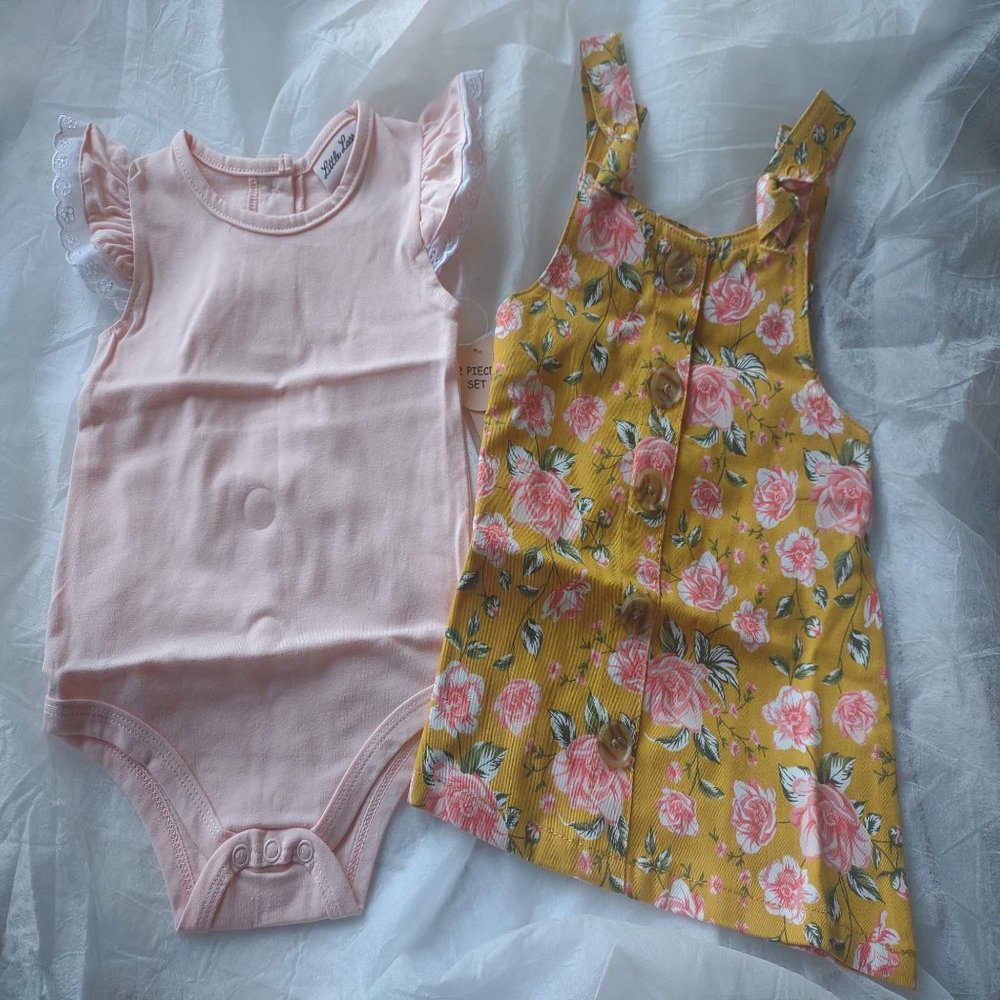 Little Lass Baby Girls 2pc Onesie Top and Jumper Set NEW